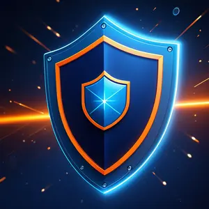 Digital security shield separating human-created organic content from AI-generated geometric patterns, with scanning technology highlighting suspicious elements.